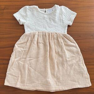 Zara Kids Casual Dress in Cream and Tan Size 4-5